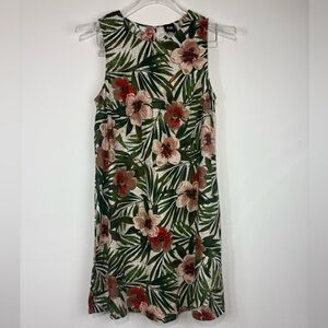 AK Anne Klein Women’s Size 12 Linen Blend Tropical Floral Sleeveless Dress